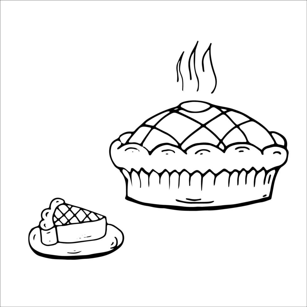 pompoen taart kleur bladzijde. vector illustratie.