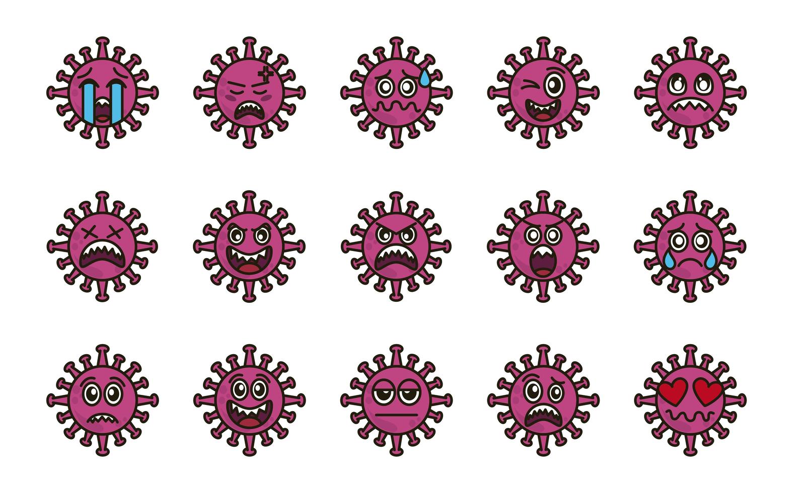 coronavirus emoticon pictogramserie vector