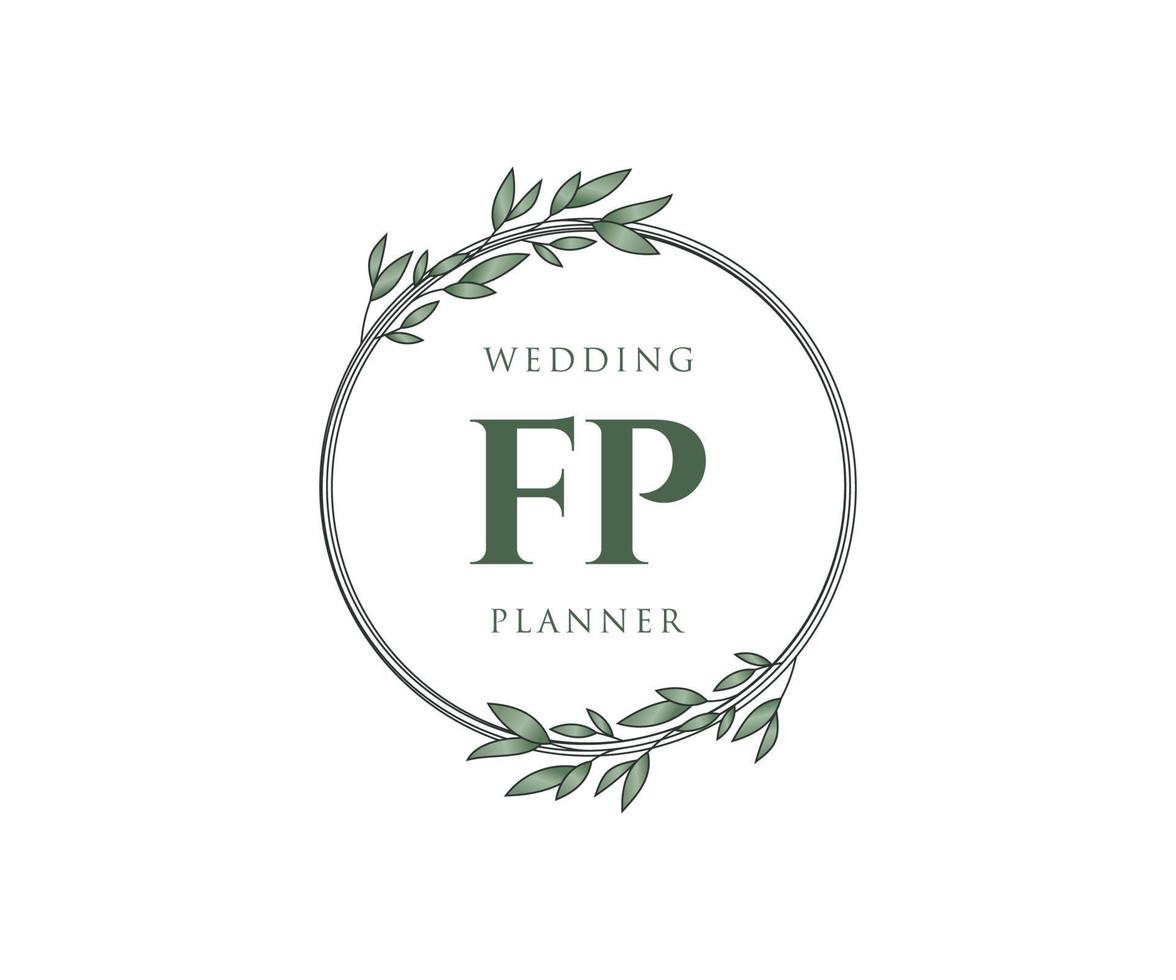 fp initialen brief bruiloft monogram logos verzameling, hand- getrokken modern minimalistisch en bloemen Sjablonen voor uitnodiging kaarten, opslaan de datum, elegant identiteit voor restaurant, boetiek, cafe in vector