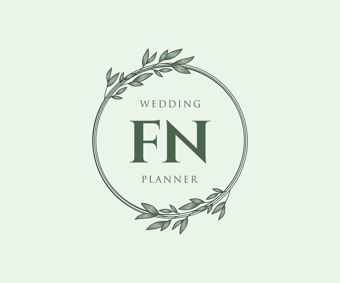 fn initialen brief bruiloft monogram logos verzameling, hand- getrokken modern minimalistisch en bloemen Sjablonen voor uitnodiging kaarten, opslaan de datum, elegant identiteit voor restaurant, boetiek, cafe in vector