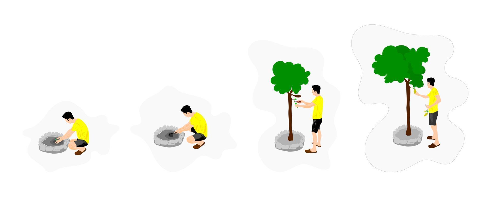 Mens aanplant boom vector