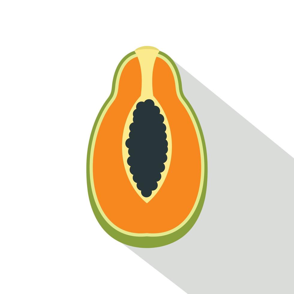 voor de helft besnoeiing papaja fruit icoon, vlak stijl vector