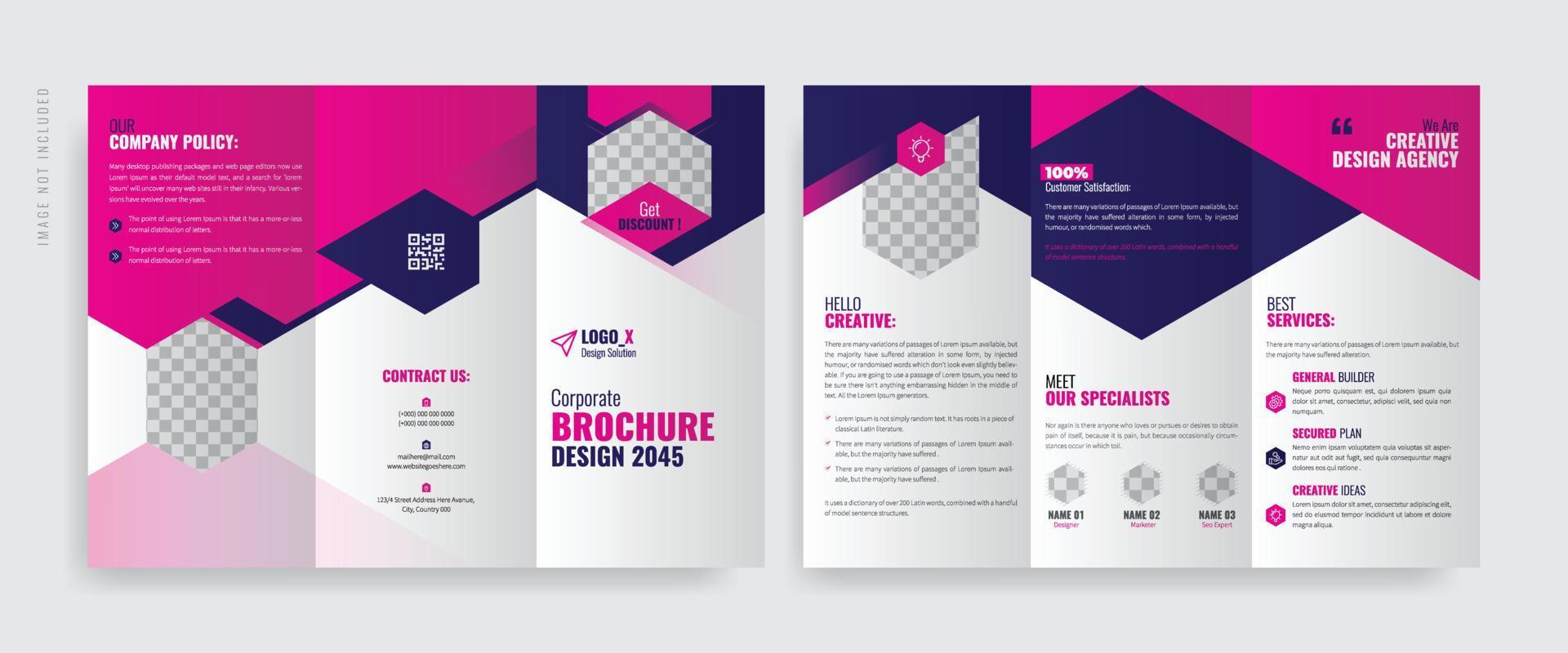 modern brochure sjabloon. bedrijf drievoud brochure brochure sjabloon ontwerp. tri vouwen brochure voor zakelijke en afzet bureau. 3 vouwen, z vouwen brochure vector sjabloon