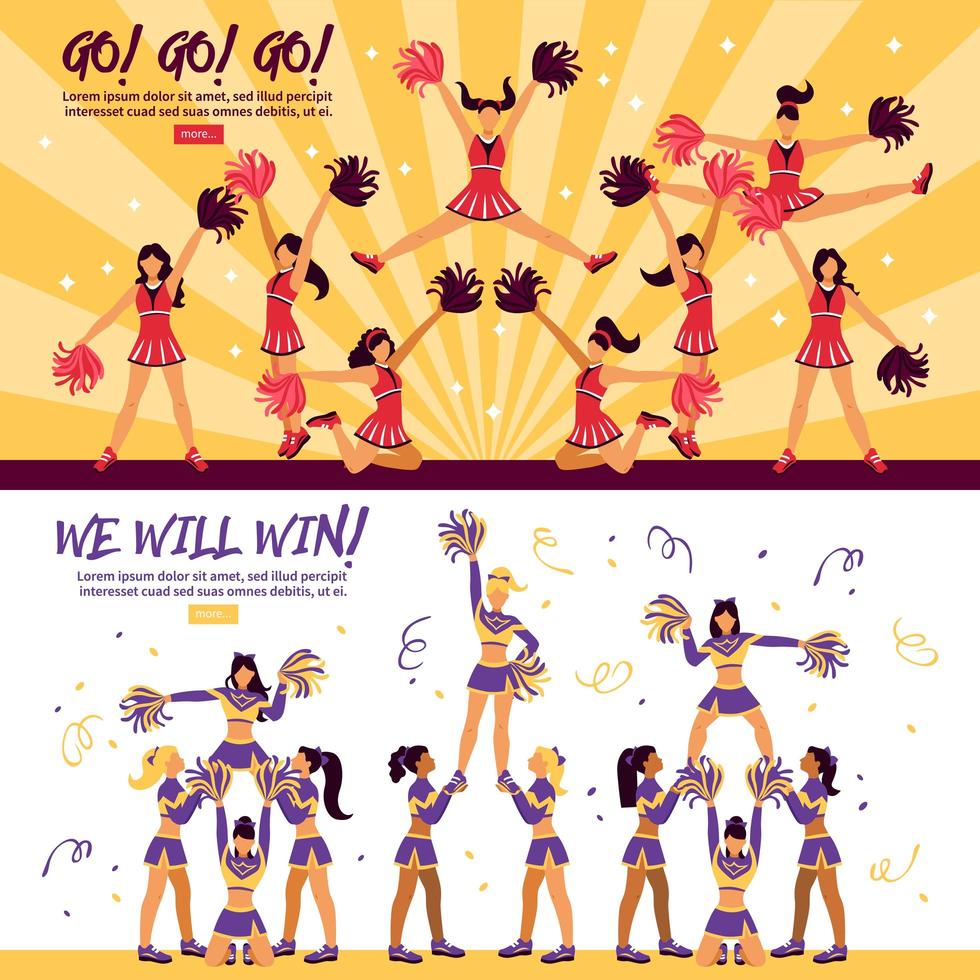 cheerleaders team sjabloon banner set vector