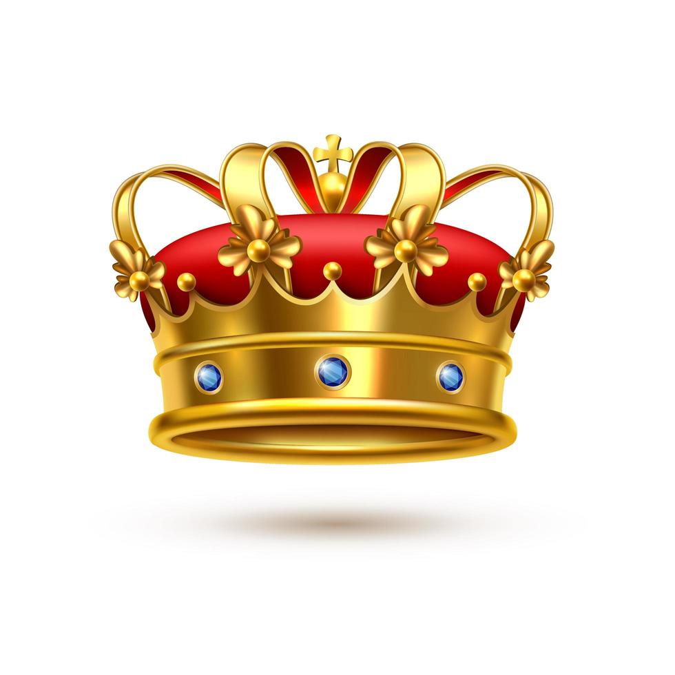 realistische gouden en rood fluwelen koninklijke kroon vector