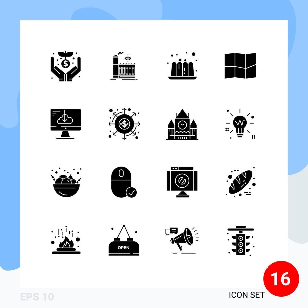 voorraad vector icoon pak van 16 lijn tekens en symbolen voor installatie bestuurder taart downloaden kaart bewerkbare vector ontwerp elementen