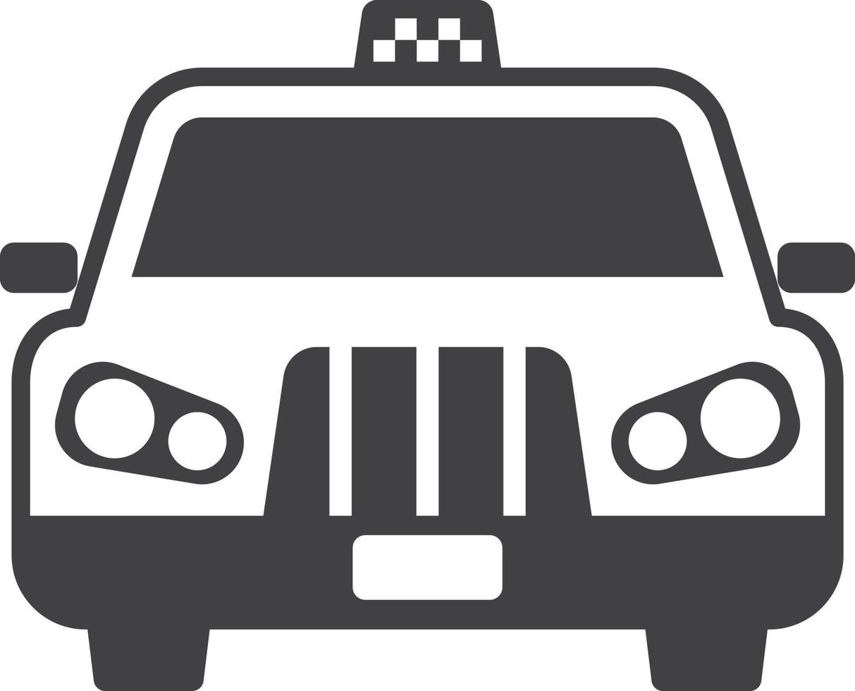 taxi van voorkant visie illustratie in minimaal stijl vector