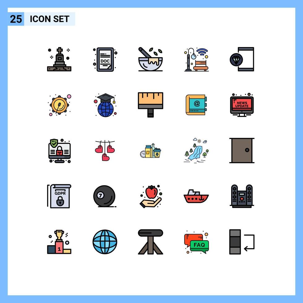 reeks van 25 modern ui pictogrammen symbolen tekens voor ontwikkeling codering Koken app licht bewerkbare vector ontwerp elementen