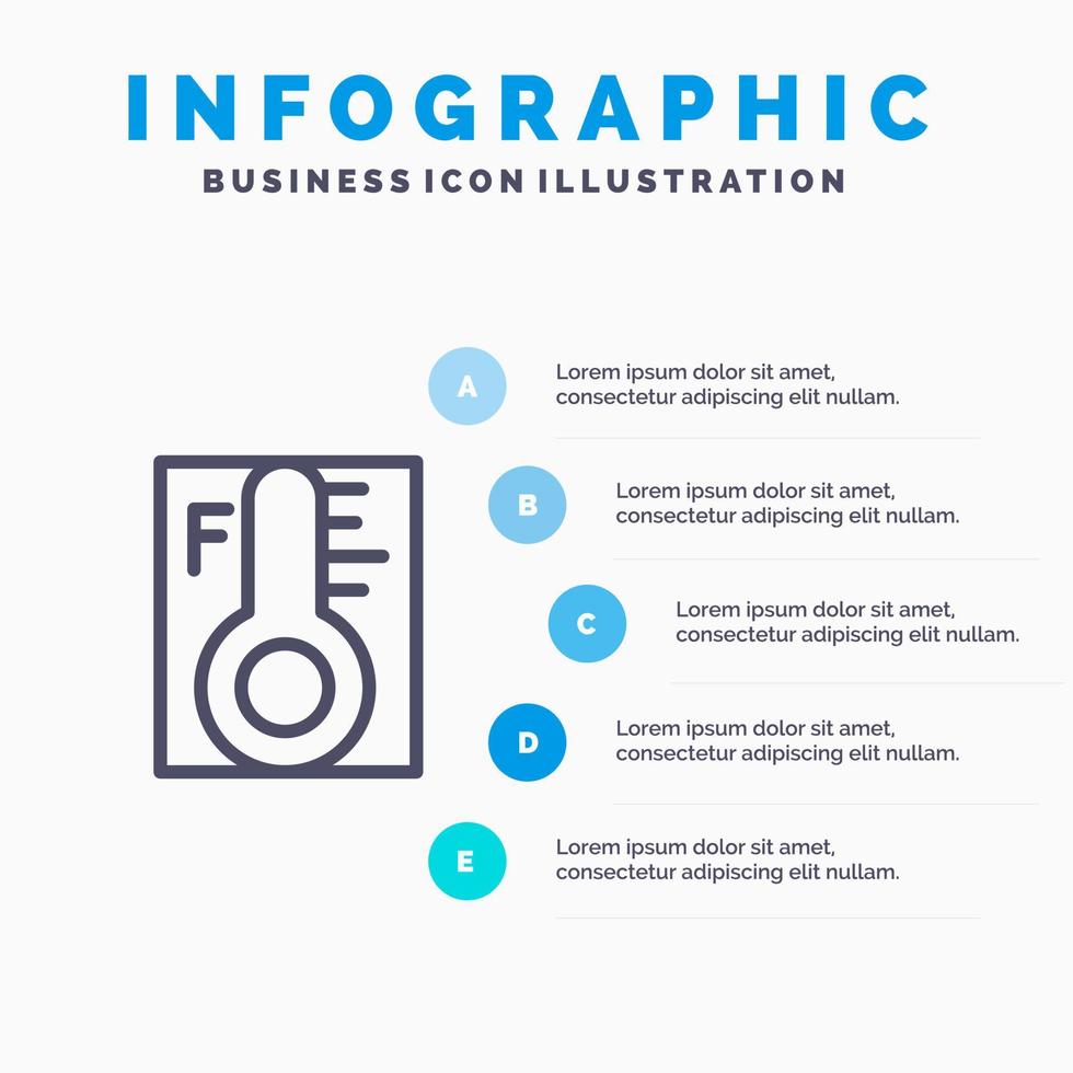 wolk licht regenachtig zon temperatuur lijn icoon met 5 stappen presentatie infographics achtergrond vector