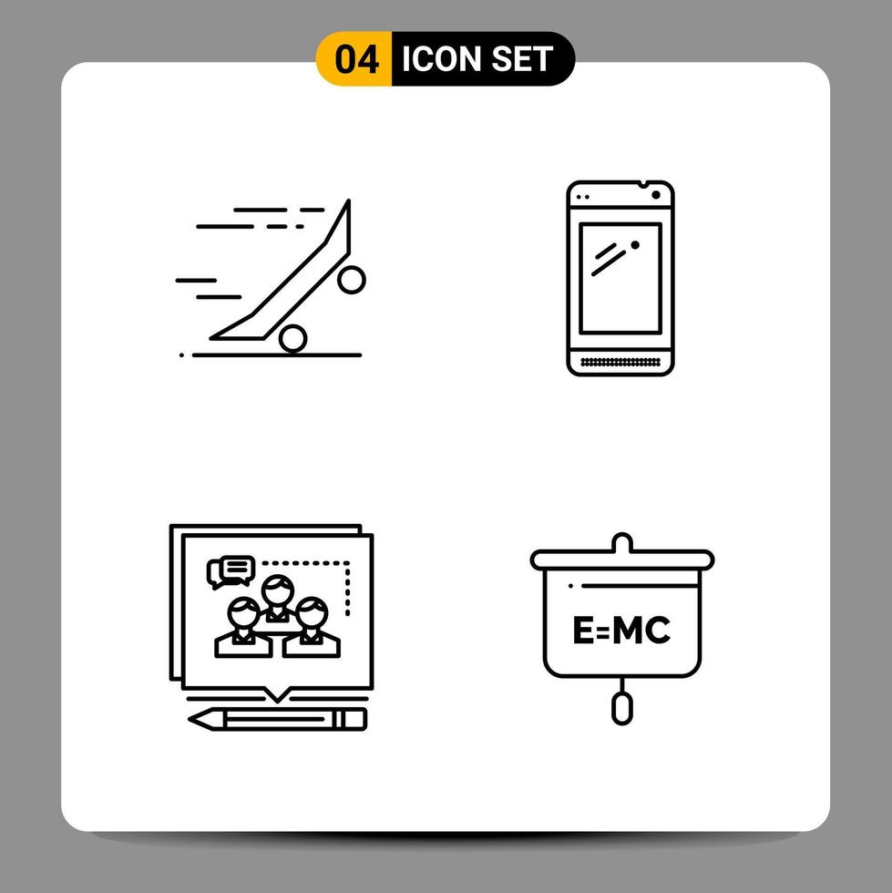 4 zwart icoon pak schets symbolen tekens voor snel reagerend ontwerpen Aan wit achtergrond. 4 pictogrammen set. vector