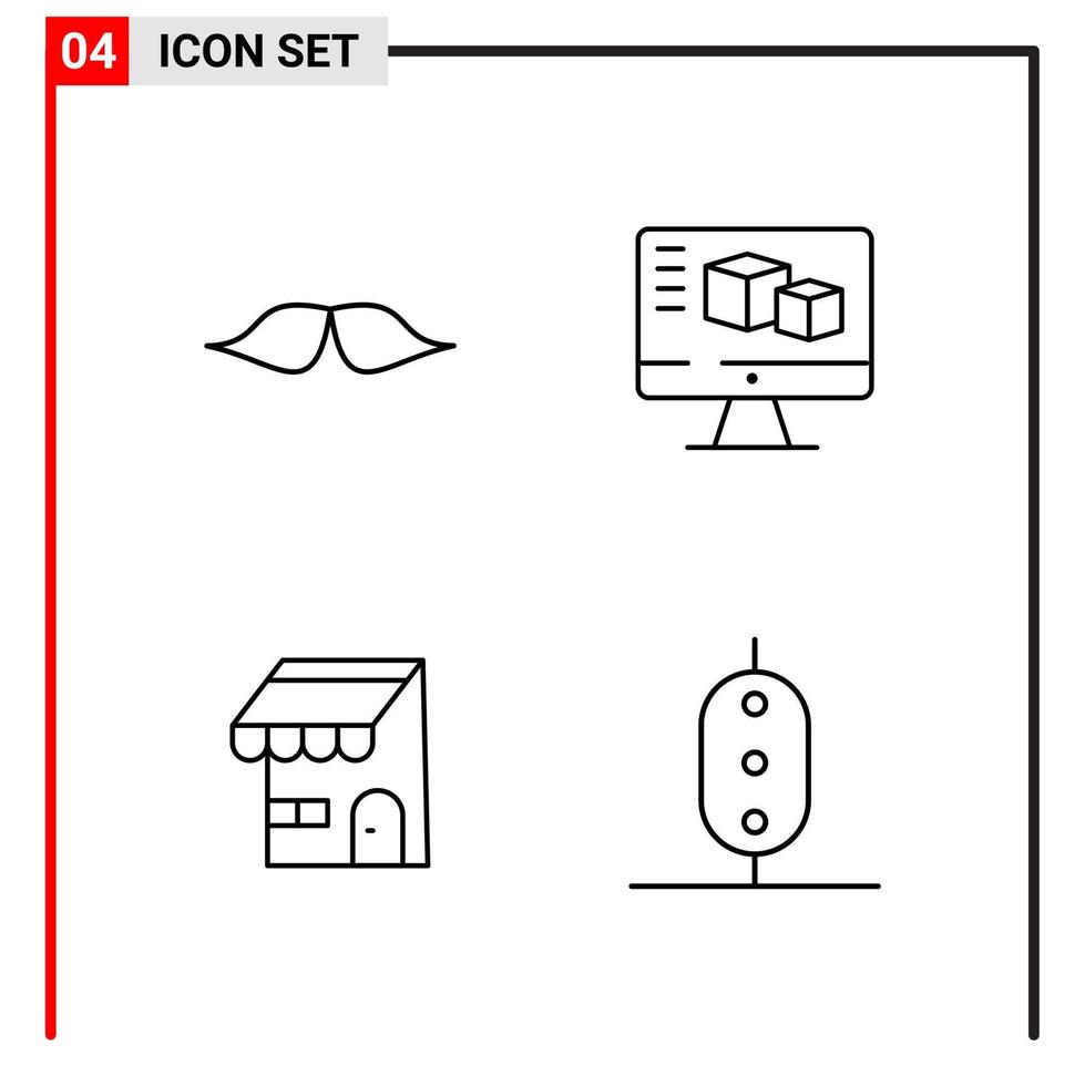 4 algemeen pictogrammen voor website ontwerp afdrukken en mobiel apps. 4 schets symbolen tekens geïsoleerd Aan wit achtergrond. 4 icoon pak. vector