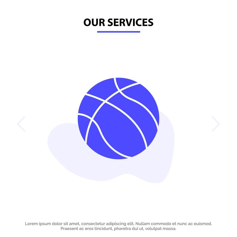 onze Diensten bal basketbal nba sport solide glyph icoon web kaart sjabloon vector
