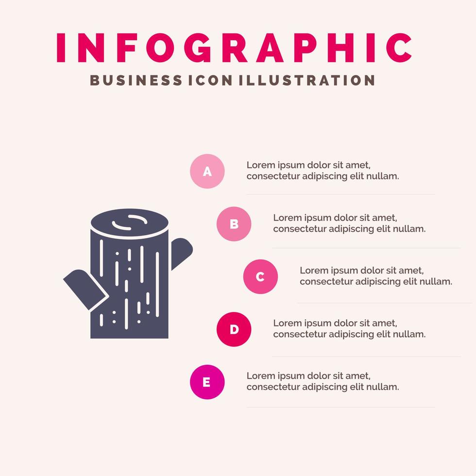 log hout hout solide icoon infographics 5 stappen presentatie achtergrond vector