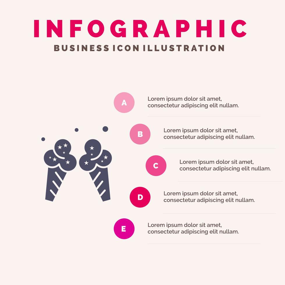 ijs room ijs room Amerikaans solide icoon infographics 5 stappen presentatie achtergrond vector