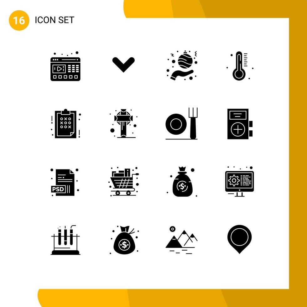 16 thematisch vector solide glyphs en bewerkbare symbolen van bedrijf regen bal weer heet bewerkbare vector ontwerp elementen