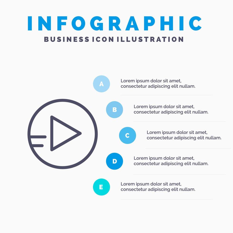 school- onderwijs Speel lijn icoon met 5 stappen presentatie infographics achtergrond vector