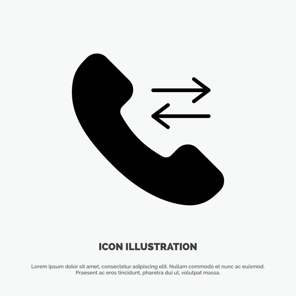 antwoord telefoontje contact ons solide glyph icoon vector