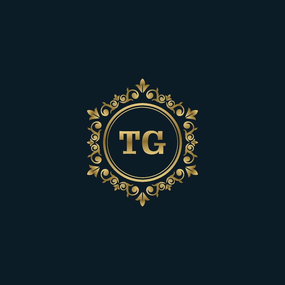 brief tg logo met luxe goud sjabloon. elegantie logo vector sjabloon.