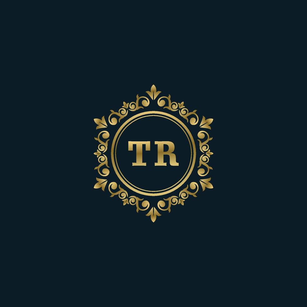 brief tr logo met luxe goud sjabloon. elegantie logo vector sjabloon.