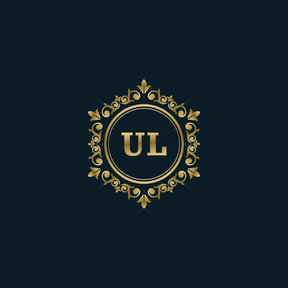 brief ul logo met luxe goud sjabloon. elegantie logo vector sjabloon.