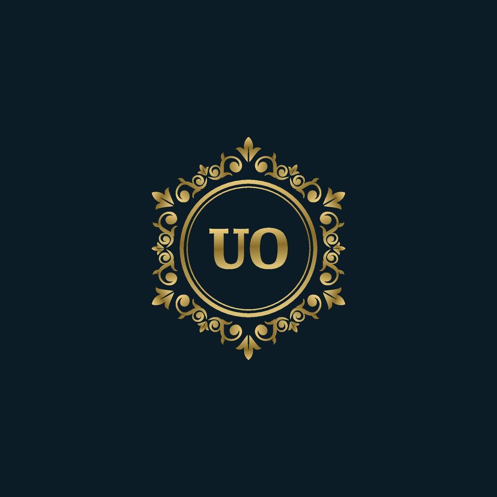 brief uo logo met luxe goud sjabloon. elegantie logo vector sjabloon.