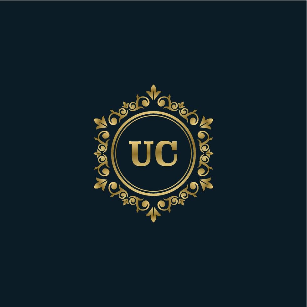 brief uc logo met luxe goud sjabloon. elegantie logo vector sjabloon.