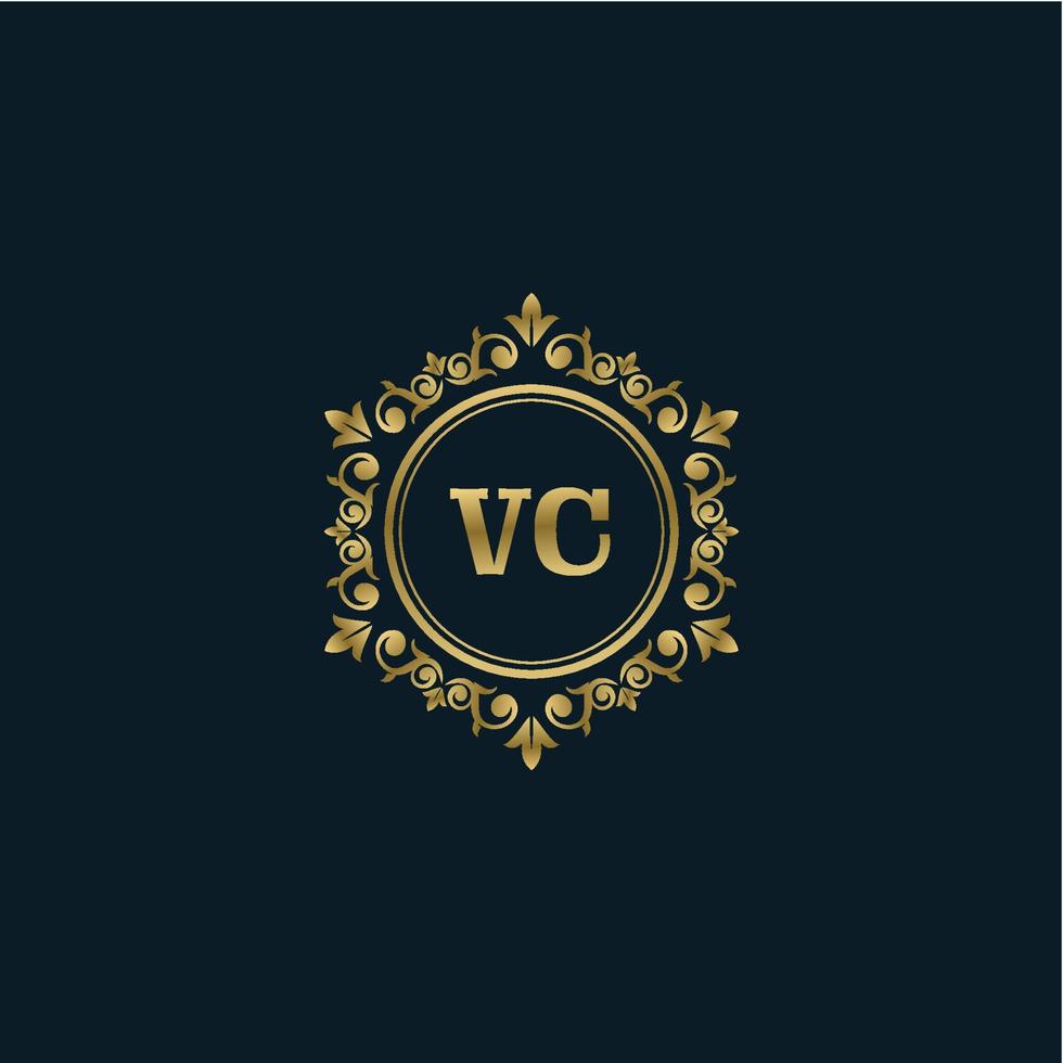 brief vc logo met luxe goud sjabloon. elegantie logo vector sjabloon.