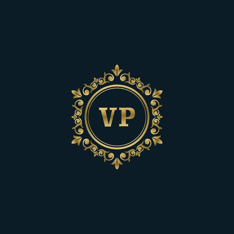 brief vp logo met luxe goud sjabloon. elegantie logo vector sjabloon.