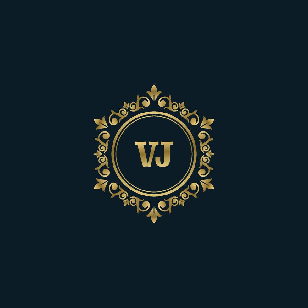 brief vj logo met luxe goud sjabloon. elegantie logo vector sjabloon.