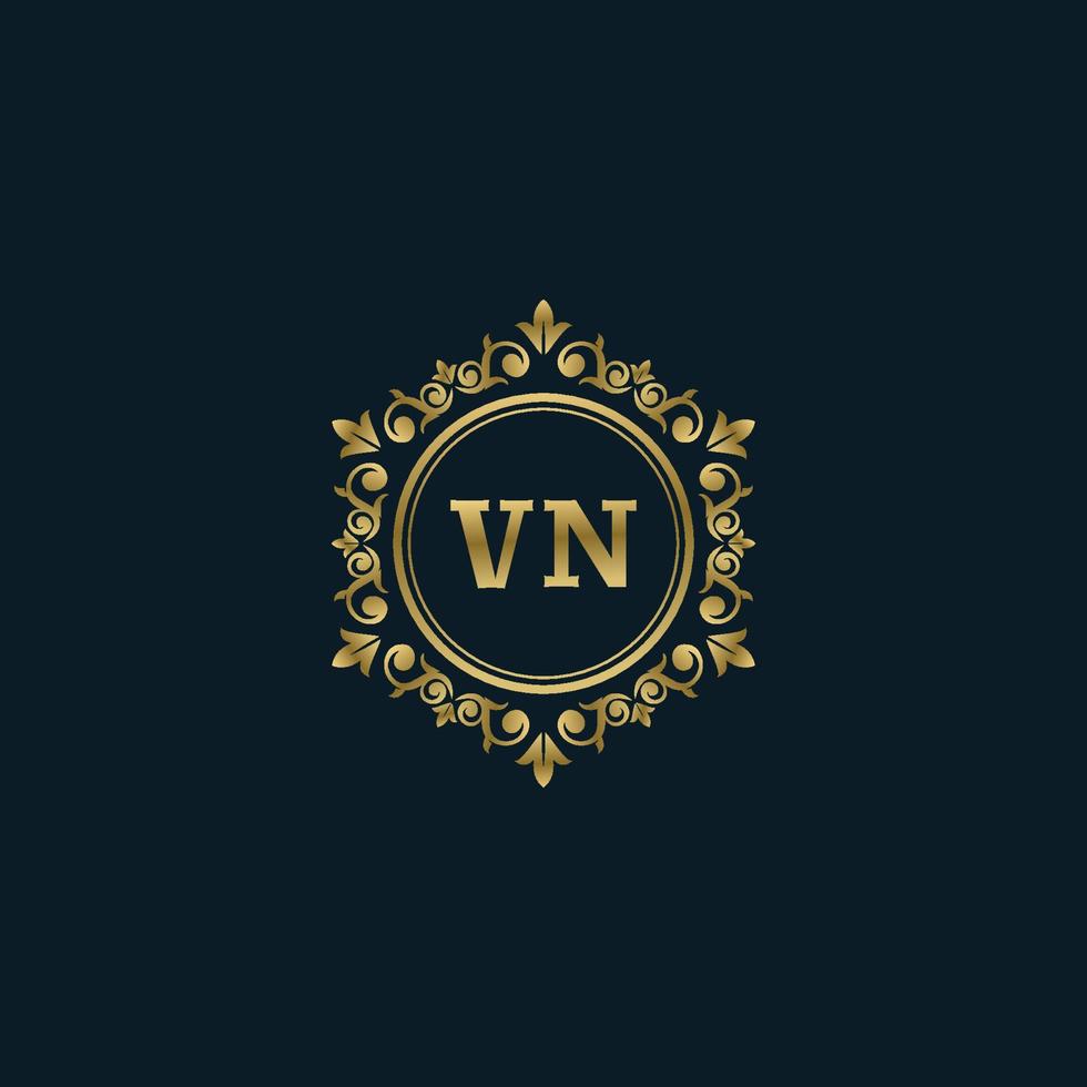 brief vn logo met luxe goud sjabloon. elegantie logo vector sjabloon.