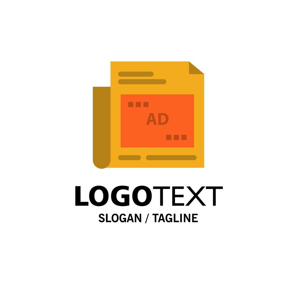 krant- advertentie papier opschrift bedrijf logo sjabloon vlak kleur vector
