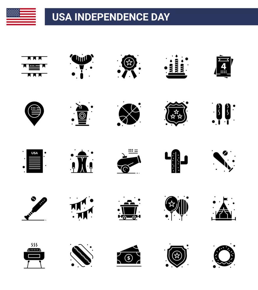 gelukkig onafhankelijkheid dag 25 solide glyph icoon pak voor web en afdrukken plaats bruiloft ster liefde licht bewerkbare Verenigde Staten van Amerika dag vector ontwerp elementen