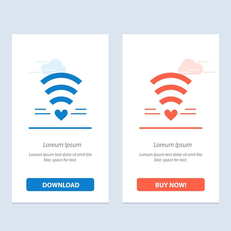 Wifi liefde bruiloft hart blauw en rood downloaden en kopen nu web widget kaart sjabloon vector