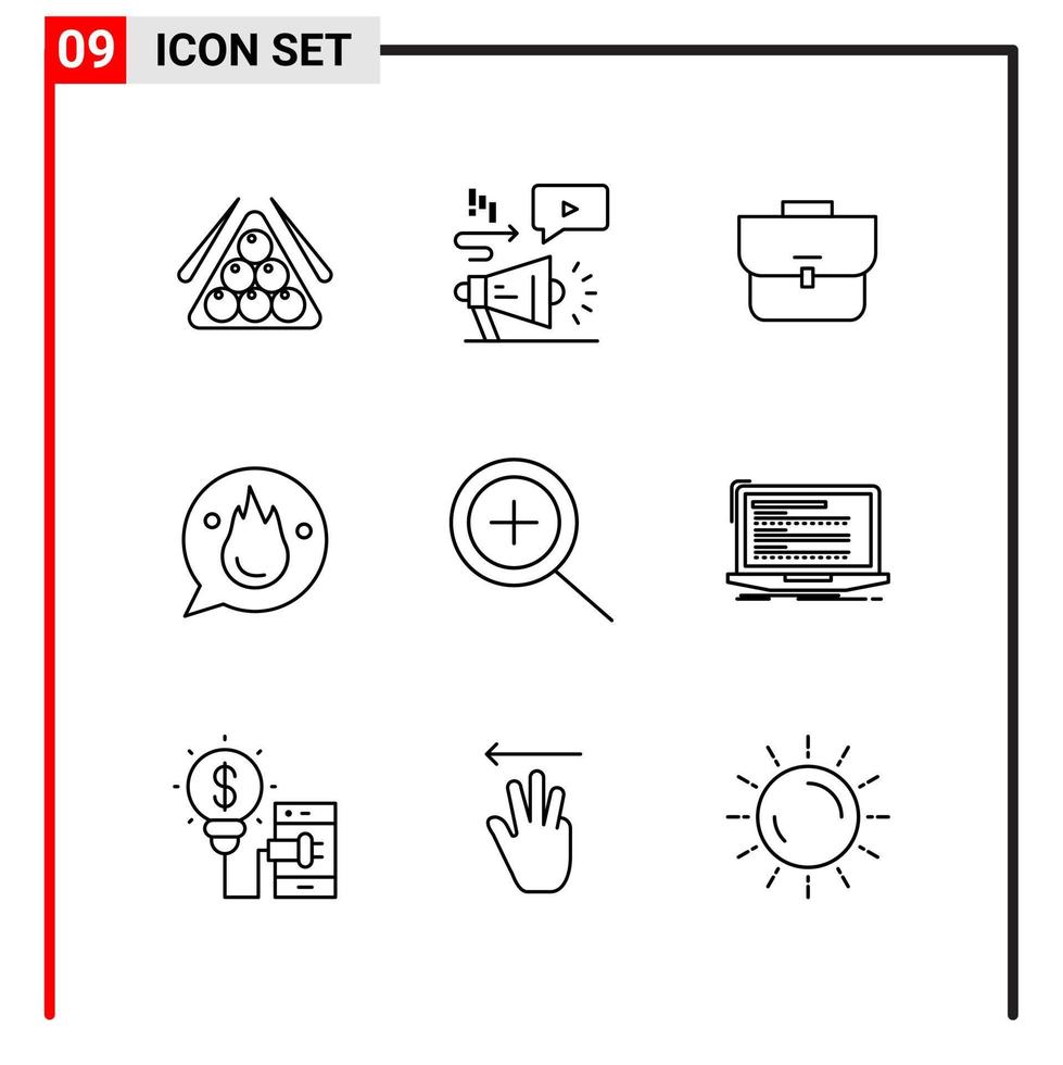 9 algemeen pictogrammen voor website ontwerp afdrukken en mobiel apps. 9 schets symbolen tekens geïsoleerd Aan wit achtergrond. 9 icoon pak. vector