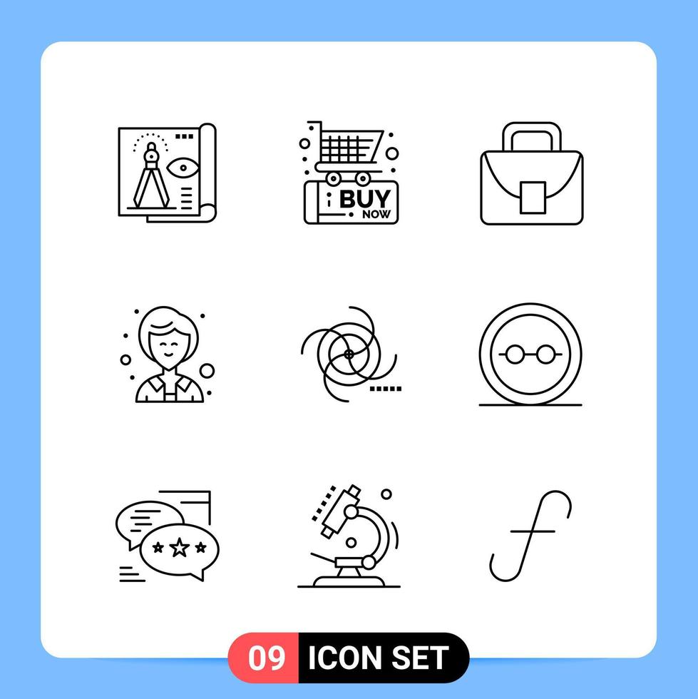 9 lijn zwart icoon pak schets symbolen voor mobiel apps geïsoleerd Aan wit achtergrond. 9 pictogrammen set. vector