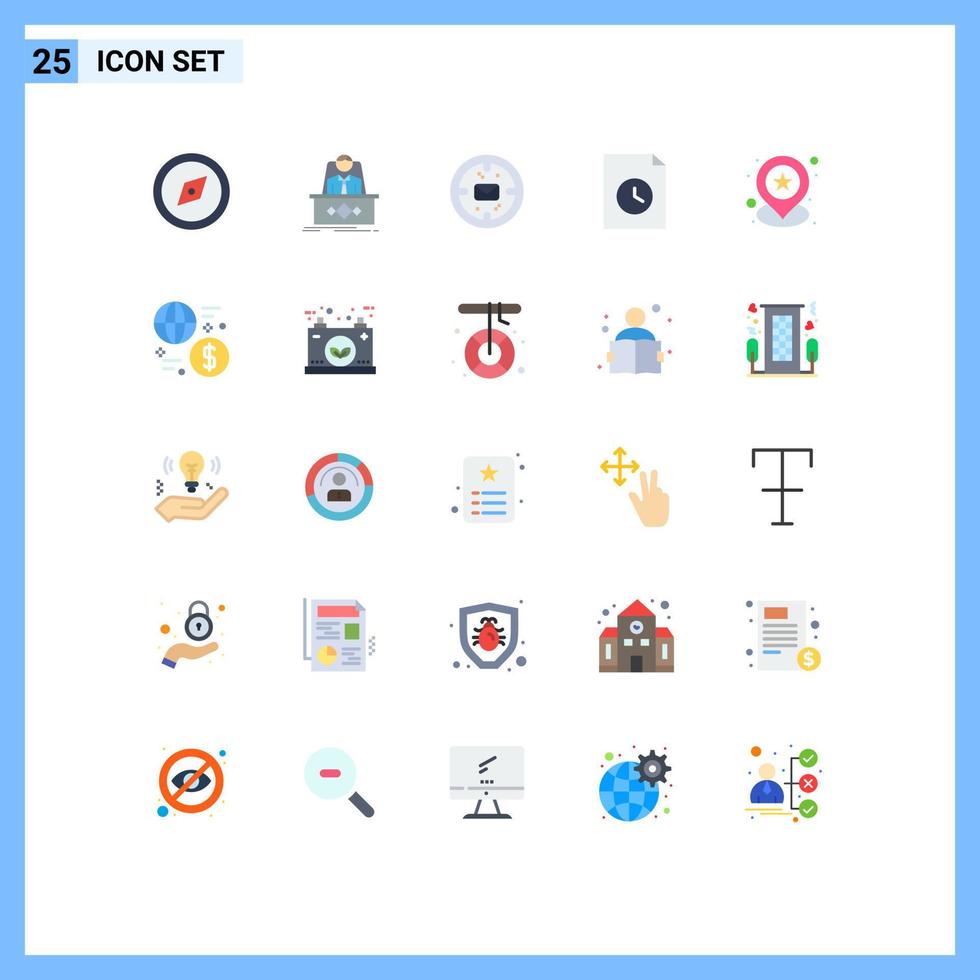 pak van 25 modern vlak kleuren tekens en symbolen voor web afdrukken media zo net zo ster geo- bedrijf geschiedenis document bewerkbare vector ontwerp elementen