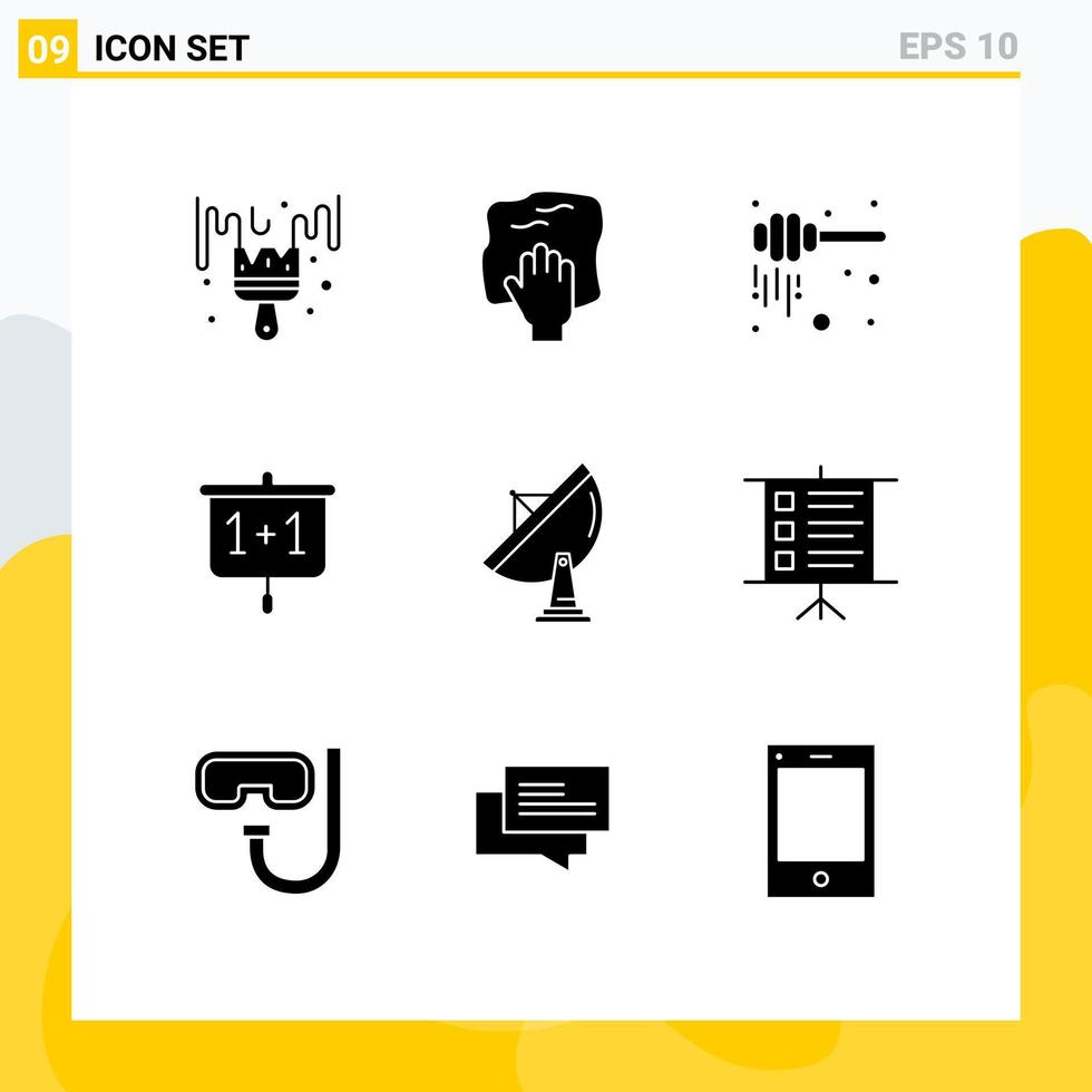 solide glyph pak van 9 universeel symbolen van satelliet presentatie schrobben onderwijs nectar bewerkbare vector ontwerp elementen