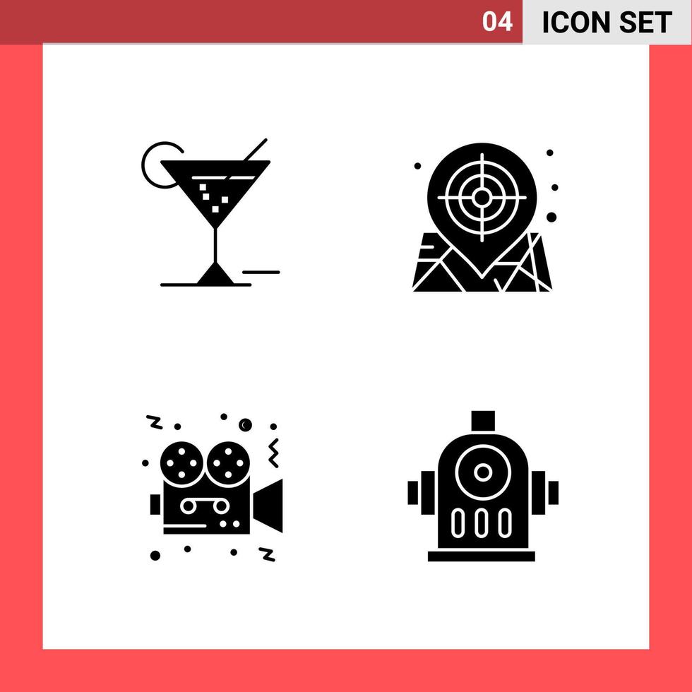 4 icoon pak solide stijl glyph symbolen Aan wit achtergrond. gemakkelijk tekens voor algemeen ontwerpen. vector