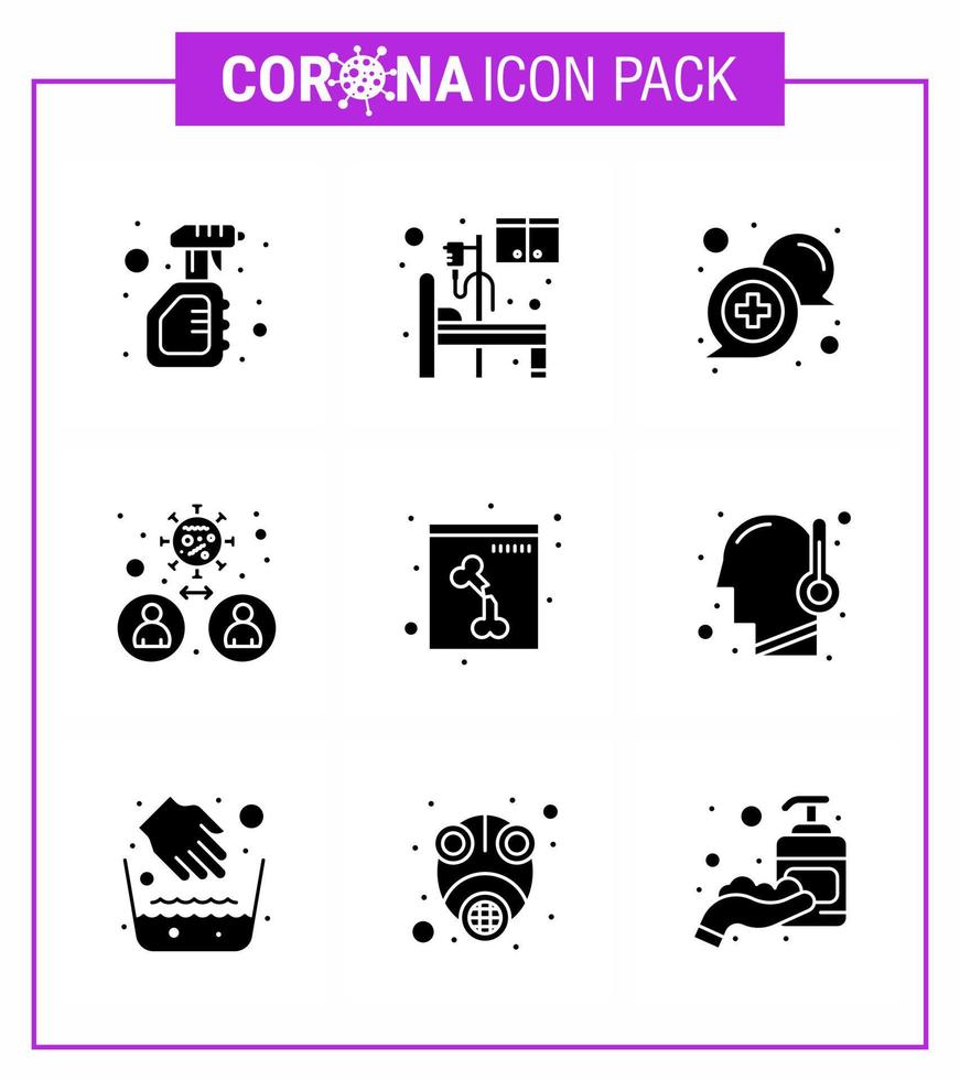 covid19 bescherming coronavirus pendamisch 9 solide glyph zwart icoon reeks zo net zo transmissie Mens kamer bacterie online virale coronavirus 2019november ziekte vector ontwerp elementen