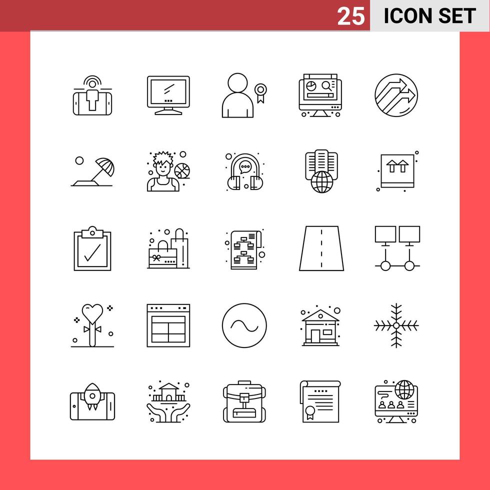 25 icoon pak lijn stijl schets symbolen Aan wit achtergrond. gemakkelijk tekens voor algemeen ontwerpen. vector