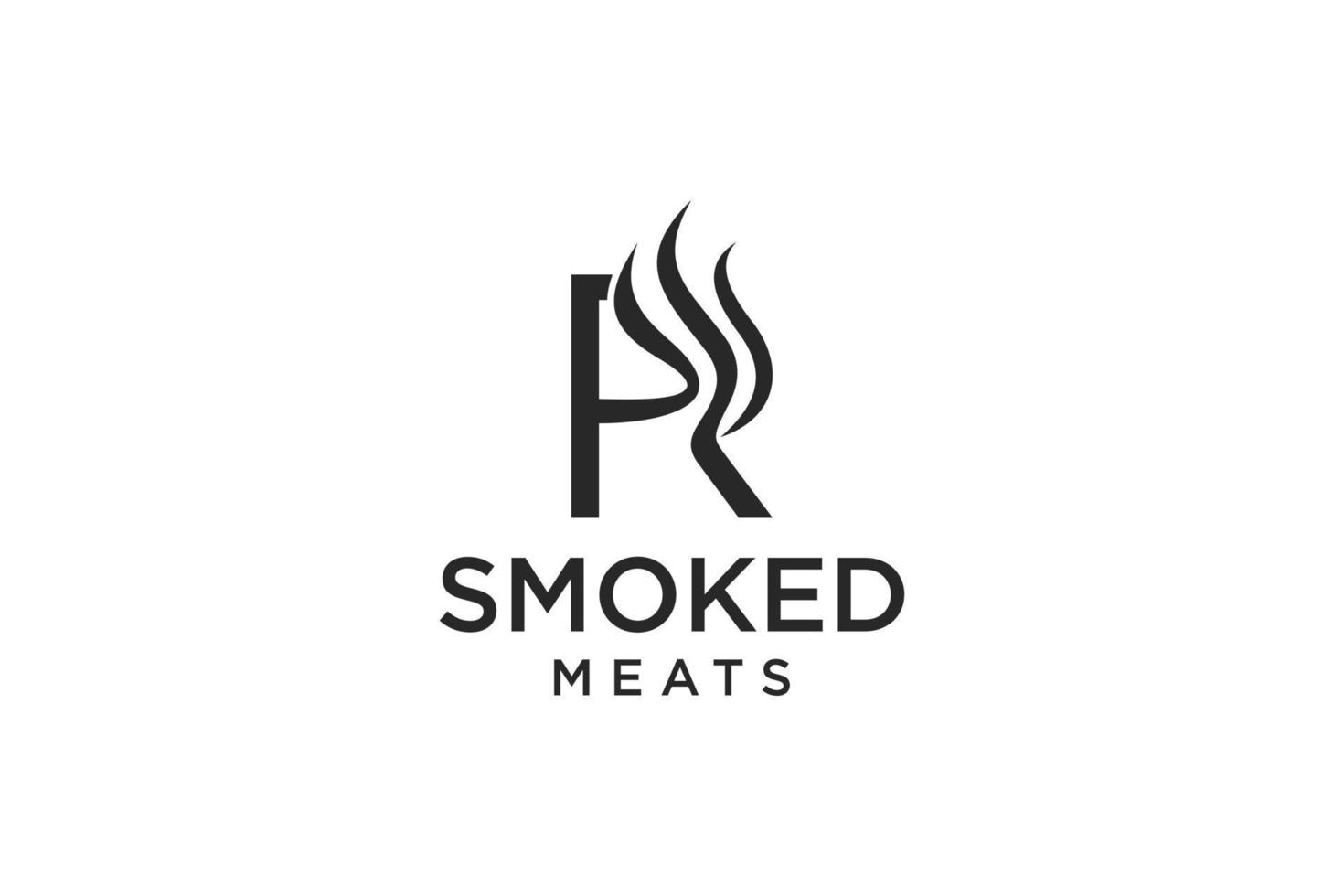 brief r voor rokerig restaurant logo ontwerp inspiratie vector