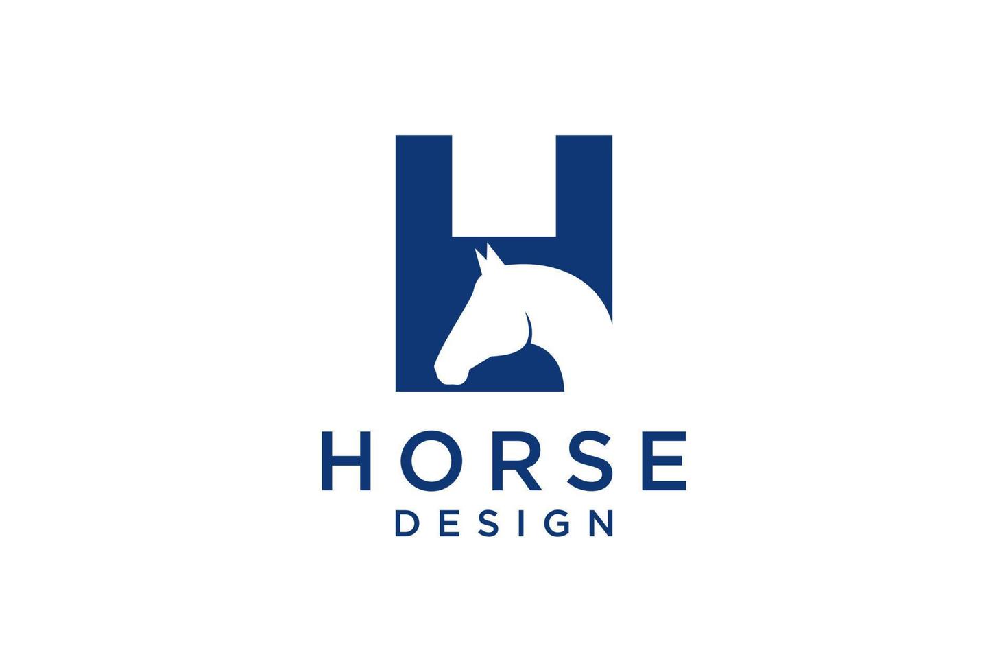 het logo-ontwerp met de beginletter h wordt gecombineerd met een modern en professioneel paardenhoofdsymbool vector