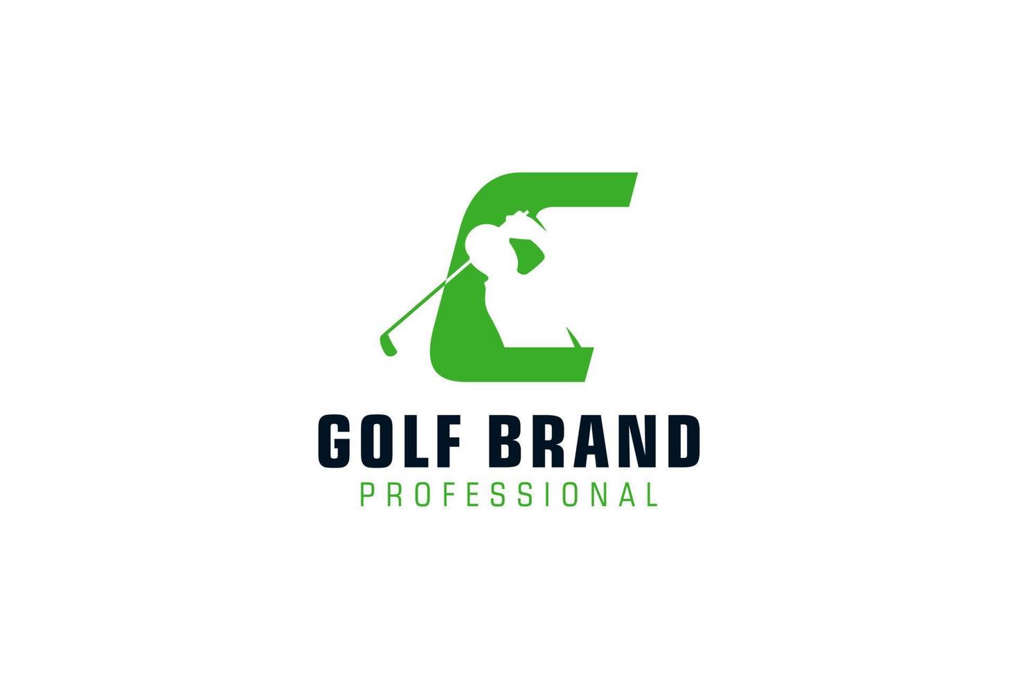 brief c voor golf logo ontwerp vector sjabloon, vector etiket van golf, logo van golf kampioenschap, illustratie, creatief icoon, ontwerp concept