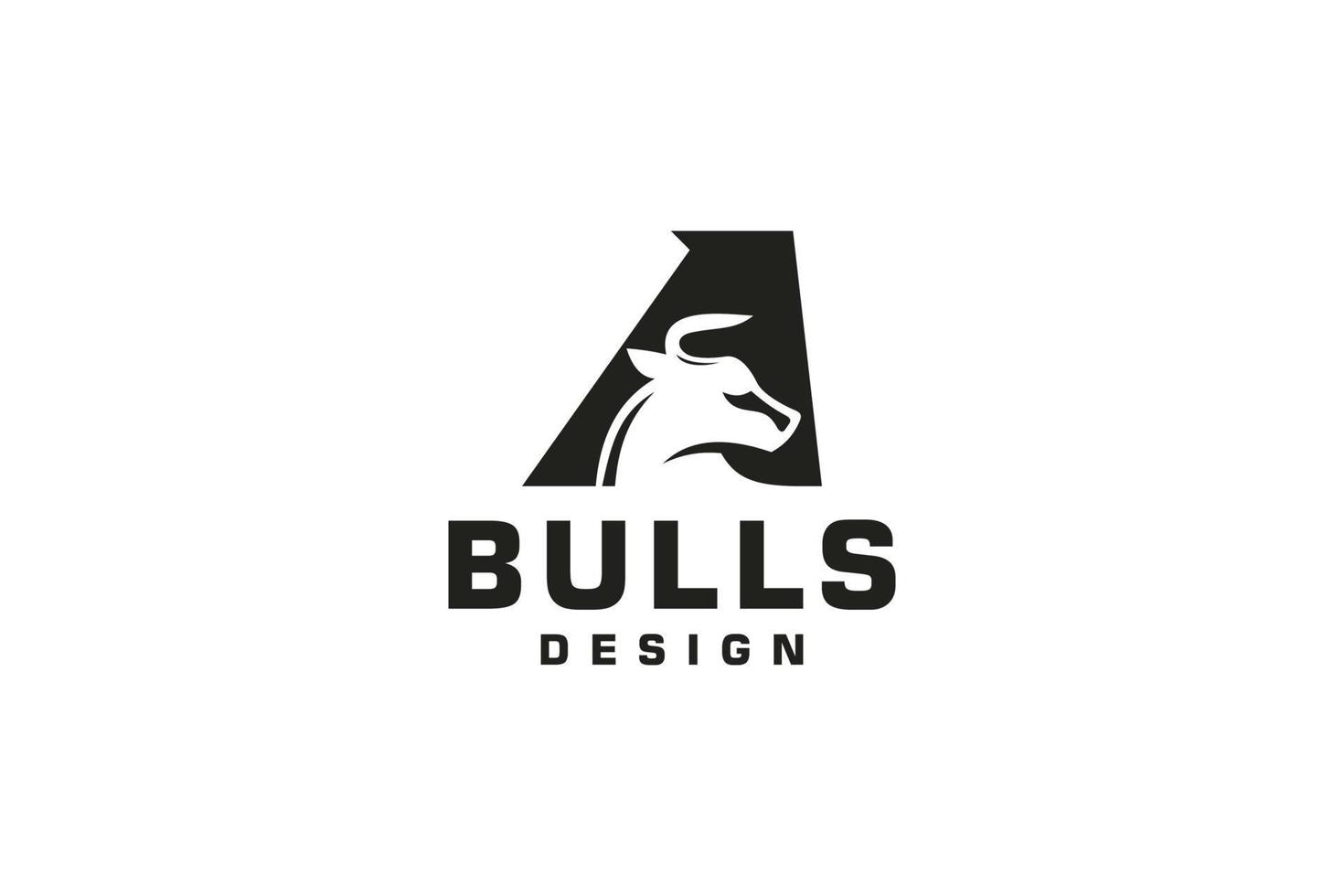 brief een logo, stier embleem, hoofd stier logo, monogram logo ontwerp sjabloon element vector