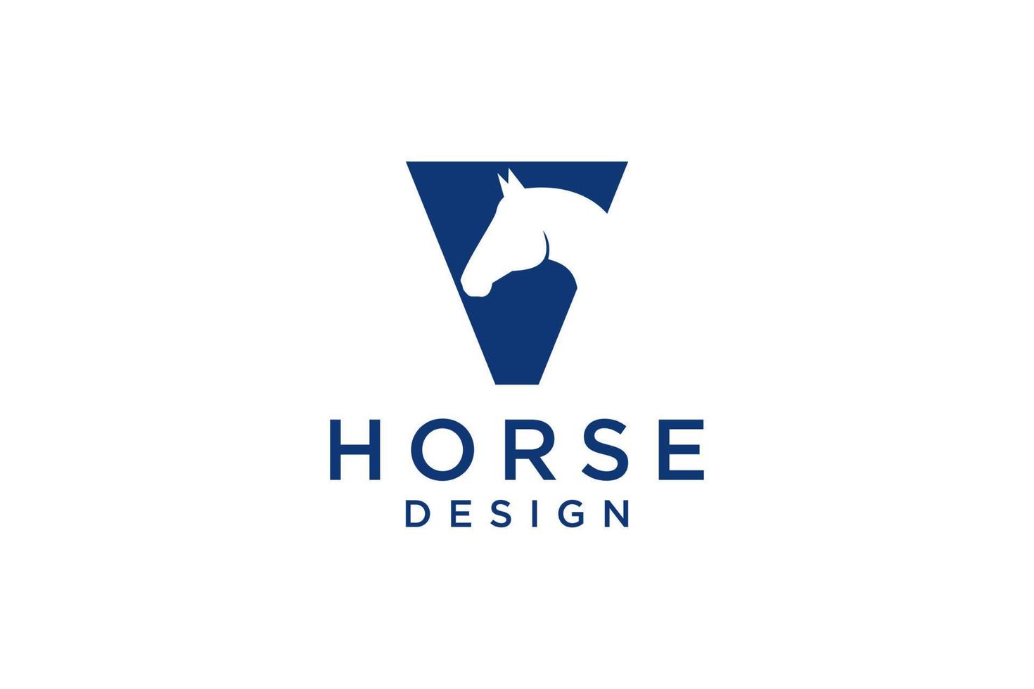 het logo-ontwerp met de beginletter v is gecombineerd met een modern en professioneel paardenhoofdsymbool vector