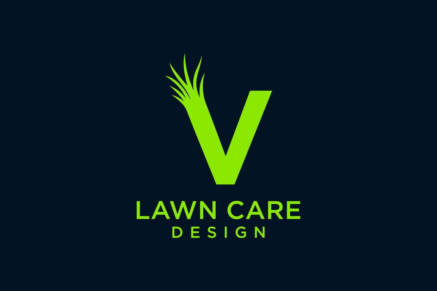 brief v met gras logo sjabloon vector icoon illustratie ontwerp