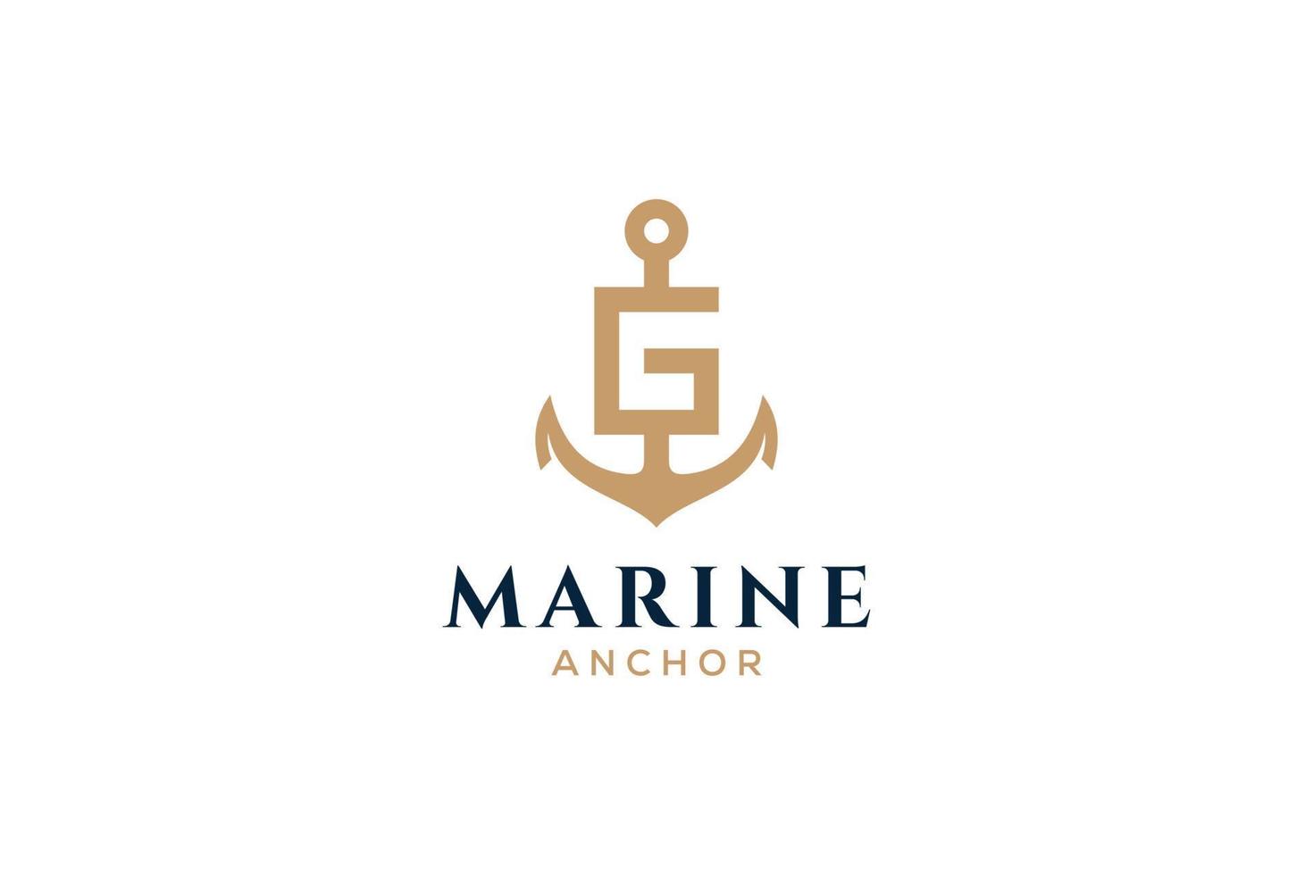 brief g monogram, anker logo. logo van jacht club, maritiem embleem. vector