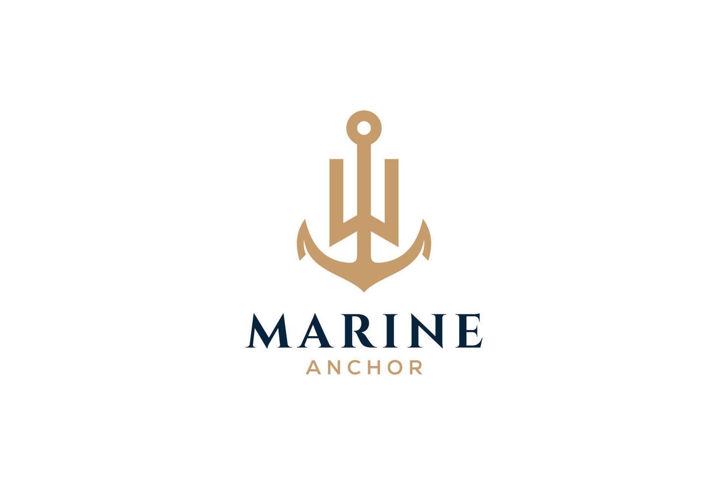 brief w monogram, anker logo. logo van jacht club, maritiem embleem. vector