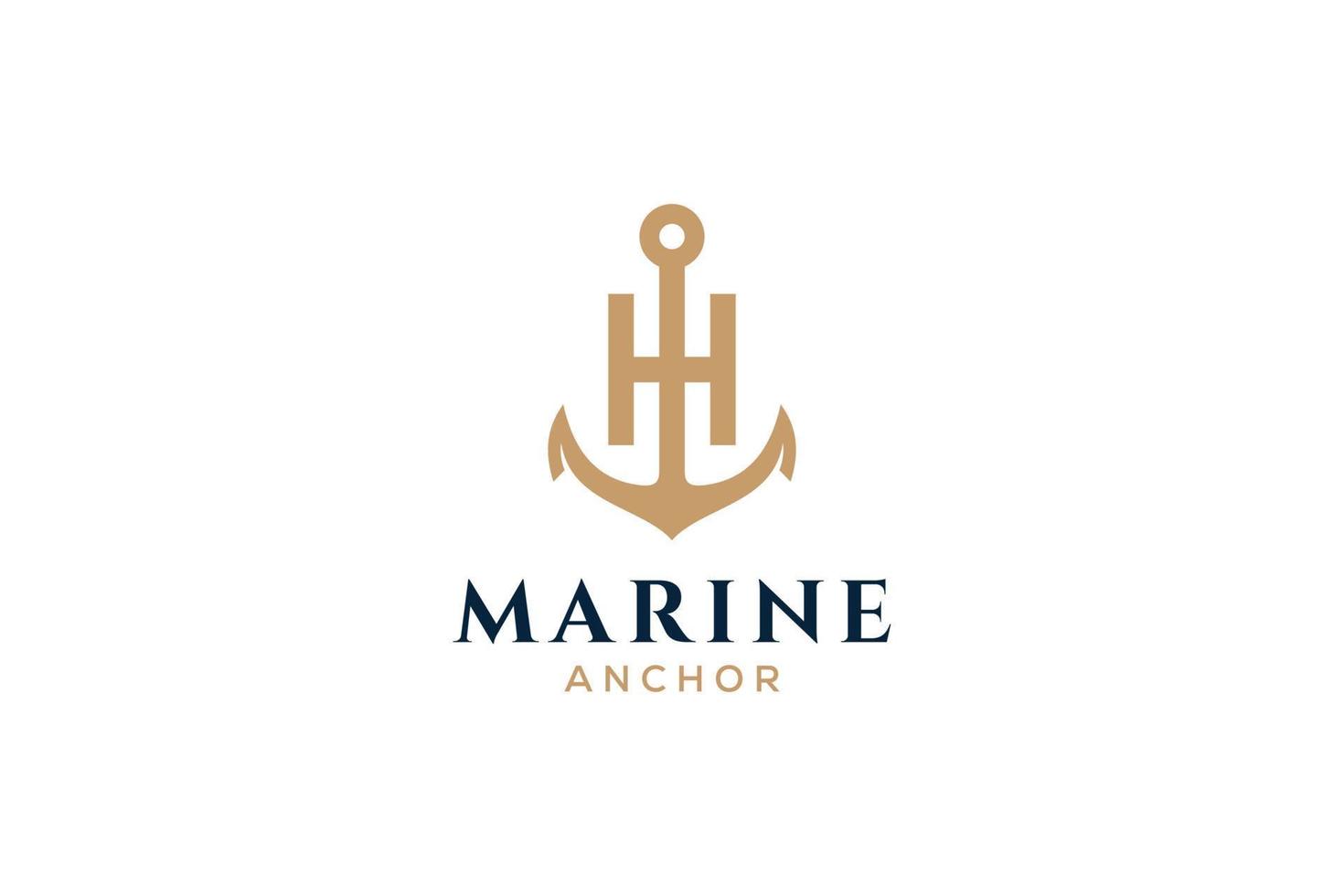 brief h monogram, anker logo. logo van jacht club, maritiem embleem. vector