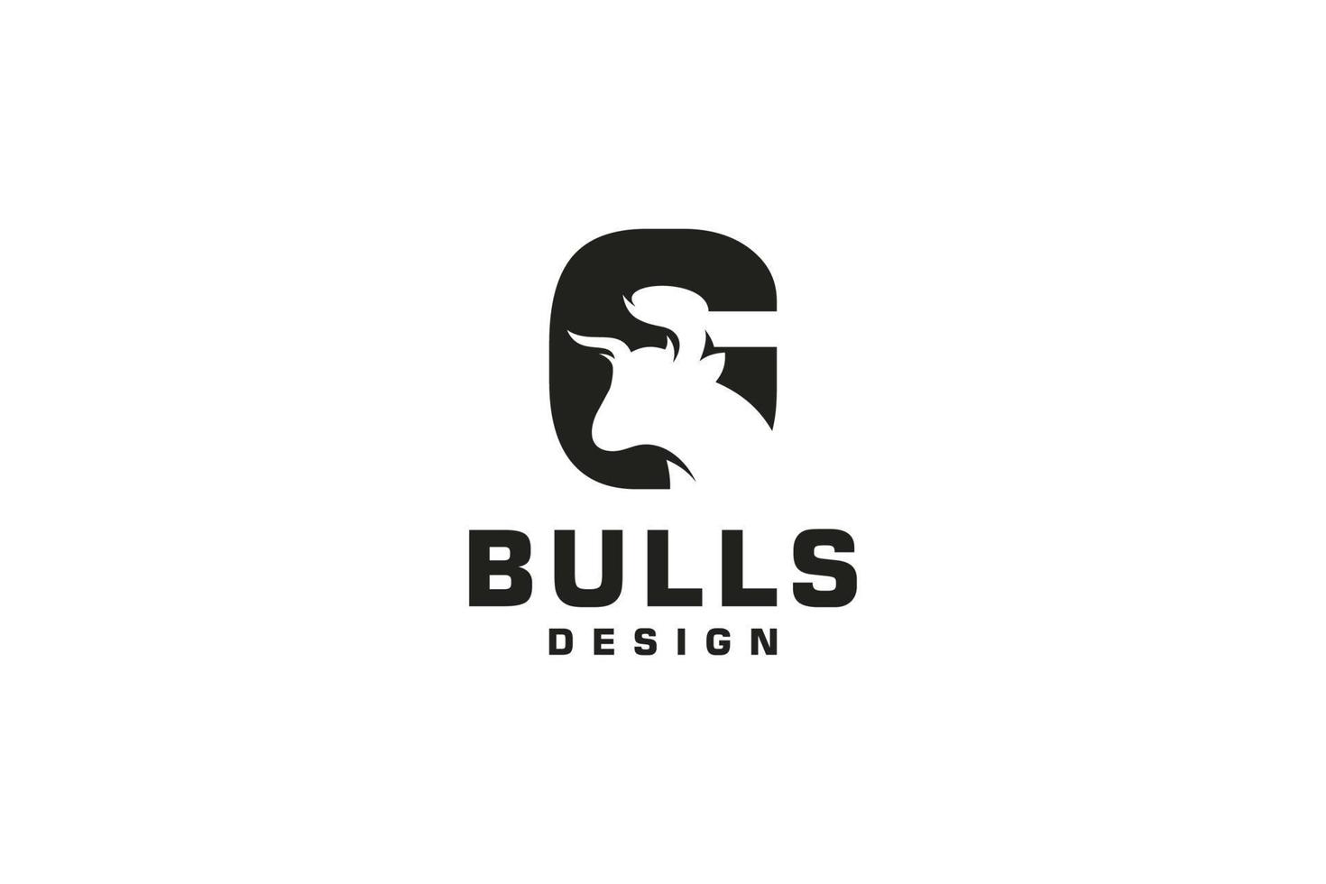 brief g logo, stier embleem, hoofd stier logo, monogram logo ontwerp sjabloon element vector